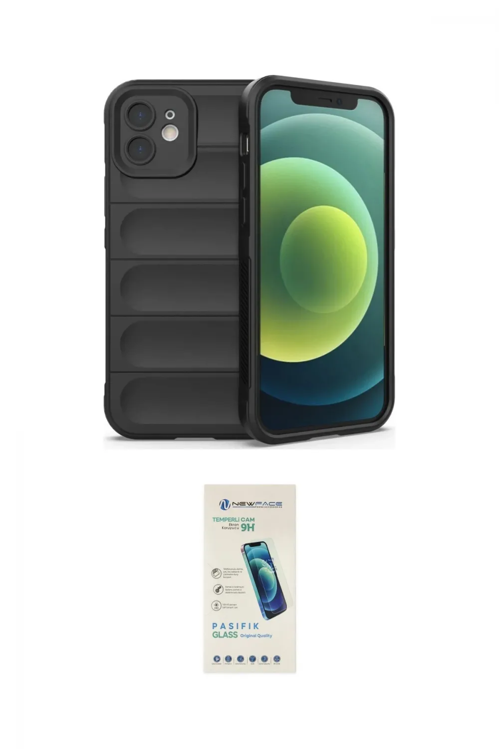 ieg™ iPhone 12 Kılıf Atlas Koleksiyonu - Şeffaf Pasifik Cam Ekran Koruyucu