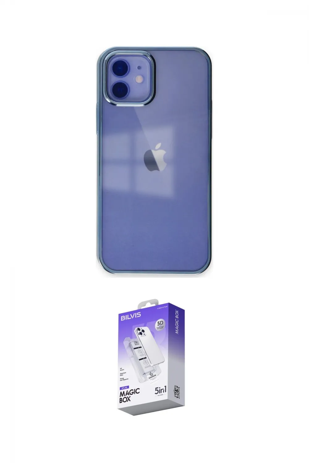 ieg™ iPhone 12 Kılıf Doruk Doku Prime - Siyah Bilvis 5in1 3D Magic Cam Ekran Koruyucu
