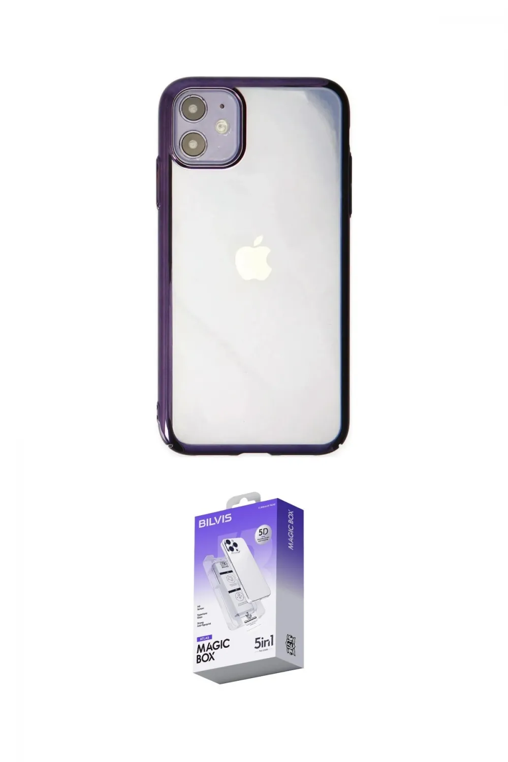 ieg™ iPhone 12 Kılıf Doruk Doku Prime - Siyah Bilvis 5in1 3D Magic Cam Ekran Koruyucu