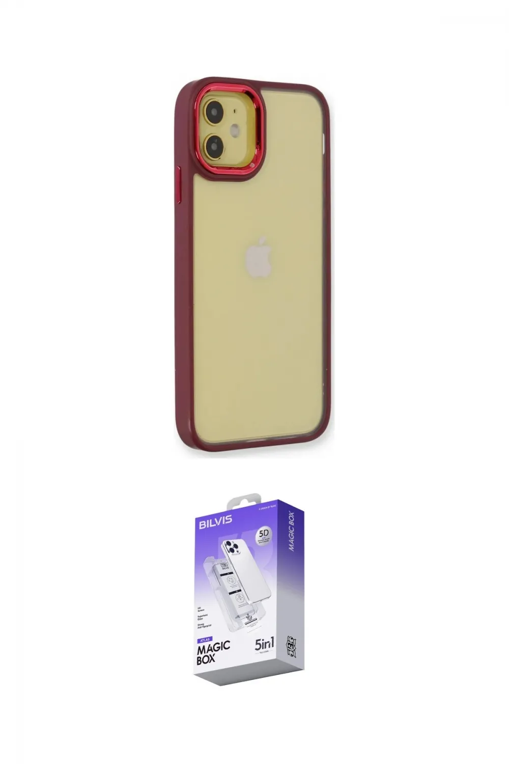 ieg™ iPhone 12 Kılıf Eksen Doku Prime - Siyah Bilvis 5in1 3D Magic Cam Ekran Koruyucu
