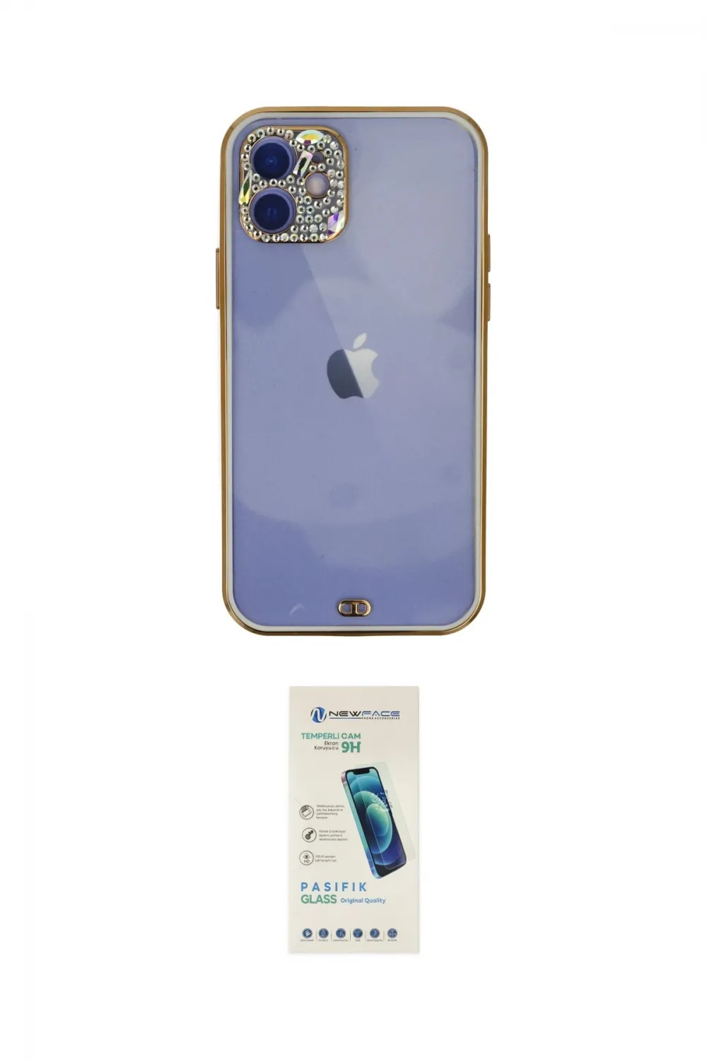 ieg™ iPhone 12 Kılıf Eksen Minimal Koleksiyonu - Şeffaf Pasifik Cam Ekran Koruyucu