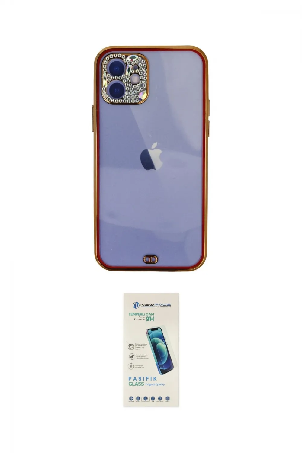 ieg™ iPhone 12 Kılıf Eksen Minimal Koleksiyonu - Şeffaf Pasifik Cam Ekran Koruyucu