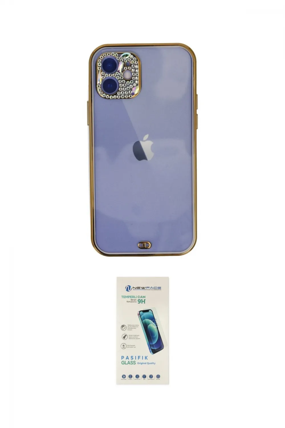 ieg™ iPhone 12 Kılıf Eksen Minimal Koleksiyonu - Şeffaf Pasifik Cam Ekran Koruyucu