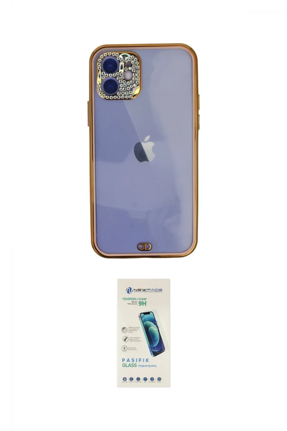 ieg™ iPhone 12 Kılıf Eksen Minimal Koleksiyonu - Şeffaf Pasifik Cam Ekran Koruyucu