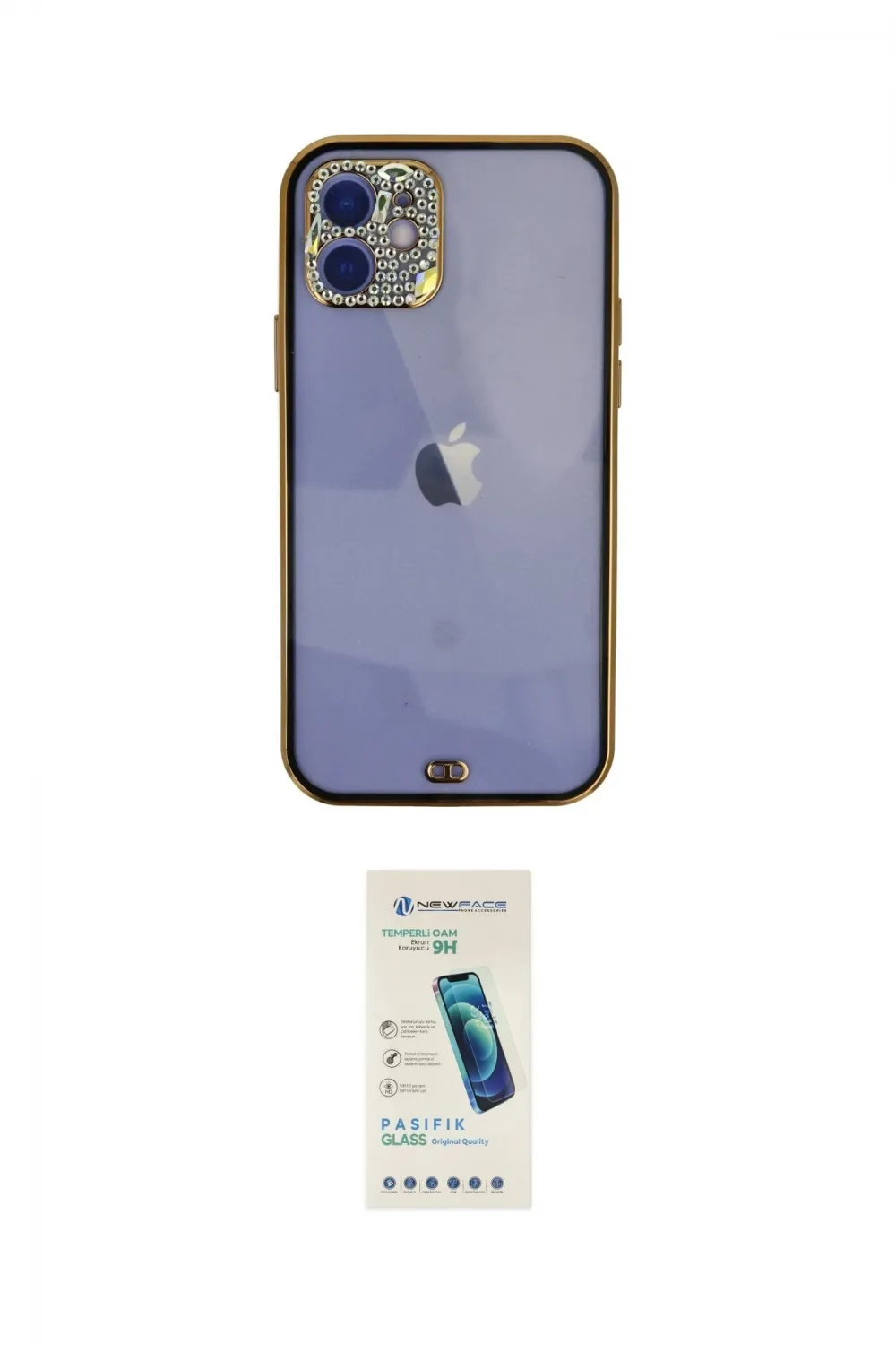 ieg™ iPhone 12 Kılıf Eksen Minimal Koleksiyonu - Şeffaf Pasifik Cam Ekran Koruyucu