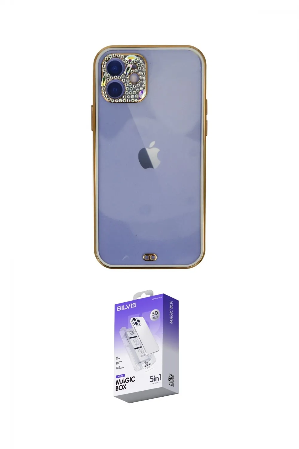 ieg™ iPhone 12 Kılıf Eksen Minimal Koleksiyonu - Siyah Bilvis 5in1 3D Magic Cam Ekran Koruyucu