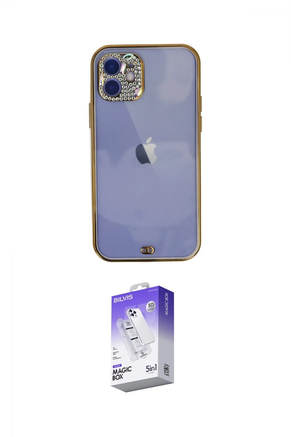 ieg™ iPhone 12 Kılıf Eksen Minimal Koleksiyonu - Siyah Bilvis 5in1 3D Magic Cam Ekran Koruyucu