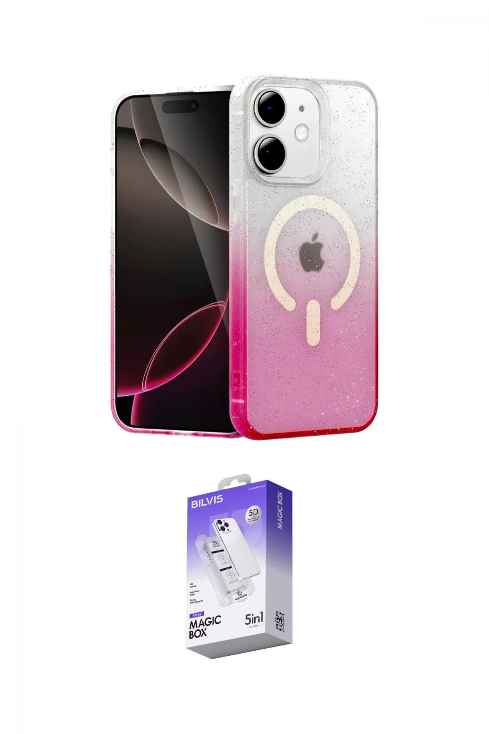ieg™ iPhone 12 Kılıf Eksen Minimal Özel Seri - Siyah Bilvis 5in1 3D Magic Cam Ekran Koruyucu