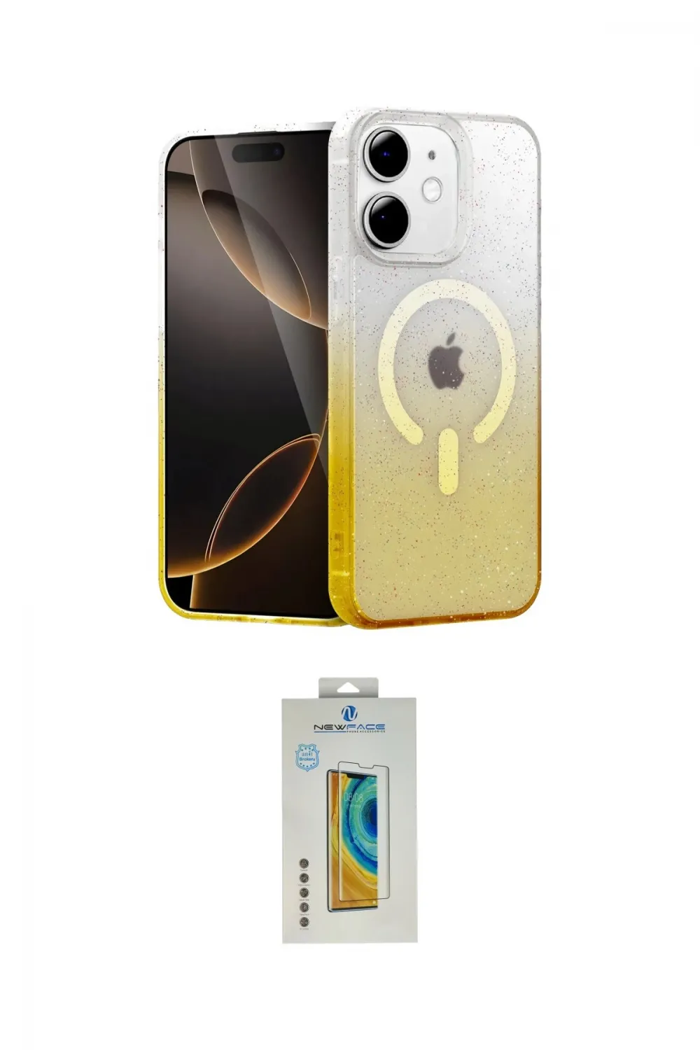 ieg™ iPhone 12 Kılıf Eksen Minimal Özel Seri - Siyah Polymer Nano Ekran Koruyucu