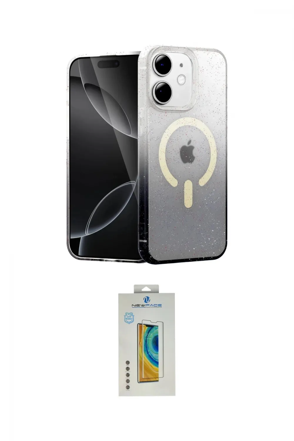 ieg™ iPhone 12 Kılıf Eksen Minimal Özel Seri - Siyah Polymer Nano Ekran Koruyucu