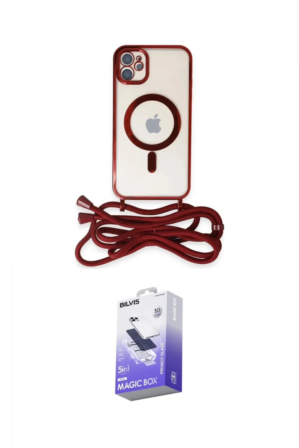 ieg™ iPhone 12 Kılıf Eksen Özel Seri - Siyah Bilvis 5in1 5D Magic Hayalet Cam Ekran Koruyucu