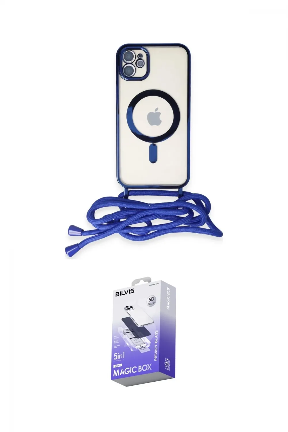 ieg™ iPhone 12 Kılıf Eksen Özel Seri - Siyah Bilvis 5in1 5D Magic Hayalet Cam Ekran Koruyucu