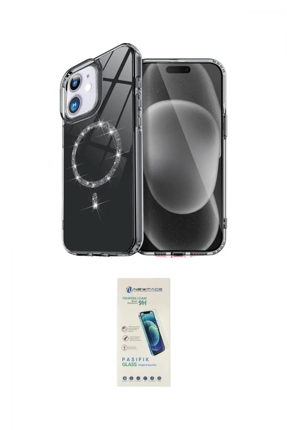 ieg™ iPhone 12 Kılıf Kıvılcım Form Prime - Şeffaf Pasifik Cam Ekran Koruyucu