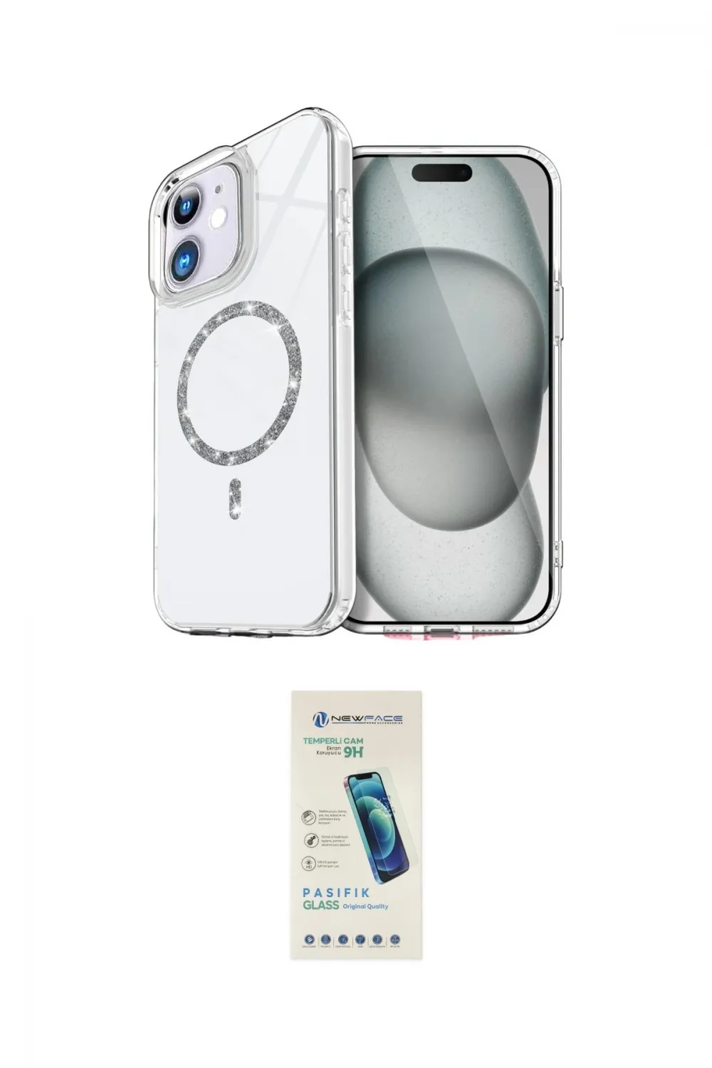 ieg™ iPhone 12 Kılıf Kıvılcım Form Prime - Şeffaf Pasifik Cam Ekran Koruyucu