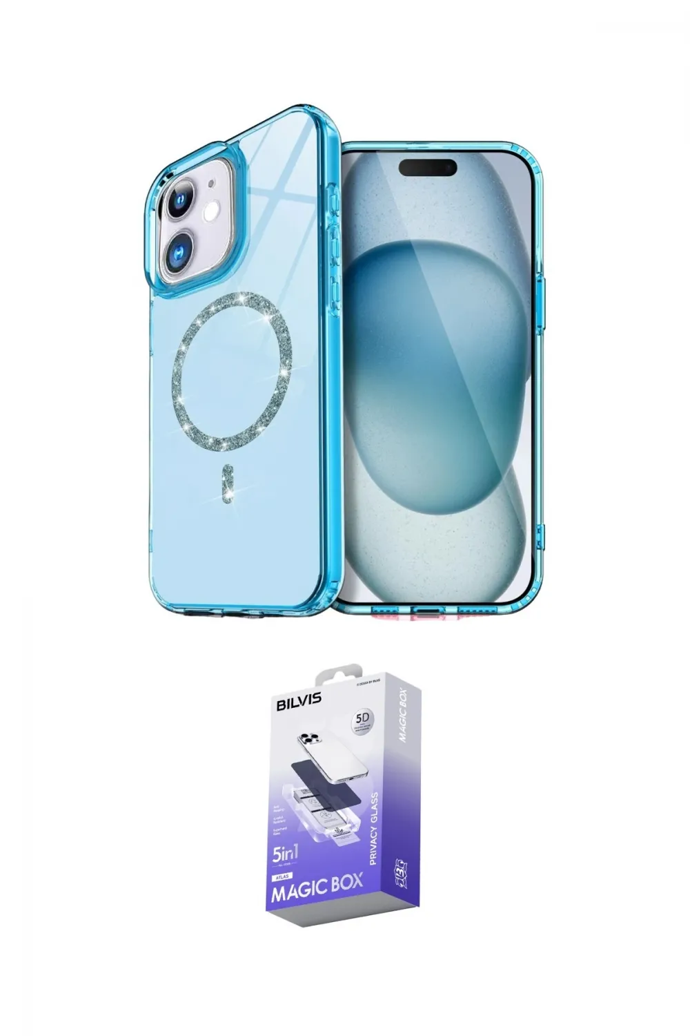 ieg™ iPhone 12 Kılıf Kıvılcım Form Prime - Siyah Bilvis 5in1 5D Magic Hayalet Cam Ekran Koruyucu