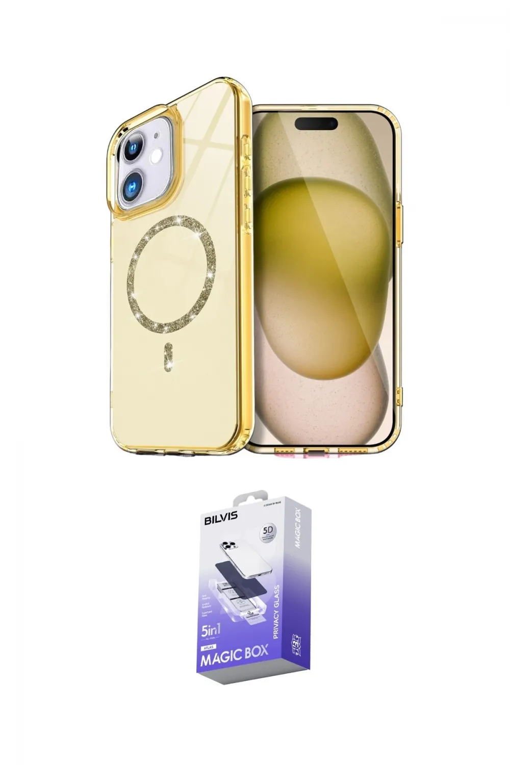 ieg™ iPhone 12 Kılıf Kıvılcım Form Prime - Siyah Bilvis 5in1 5D Magic Hayalet Cam Ekran Koruyucu
