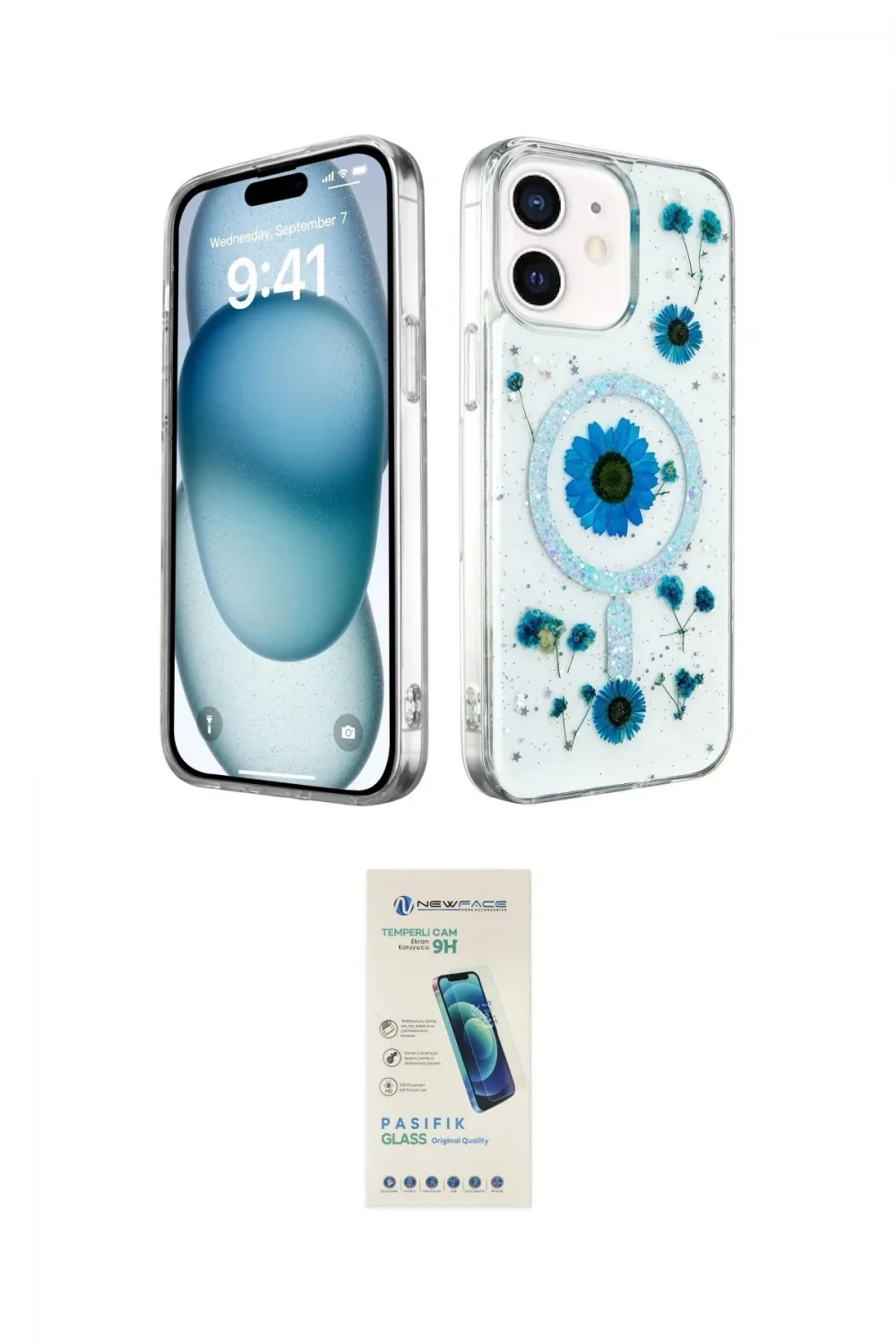 ieg™ iPhone 12 Kılıf Kozmos Doku - Şeffaf Pasifik Cam Ekran Koruyucu