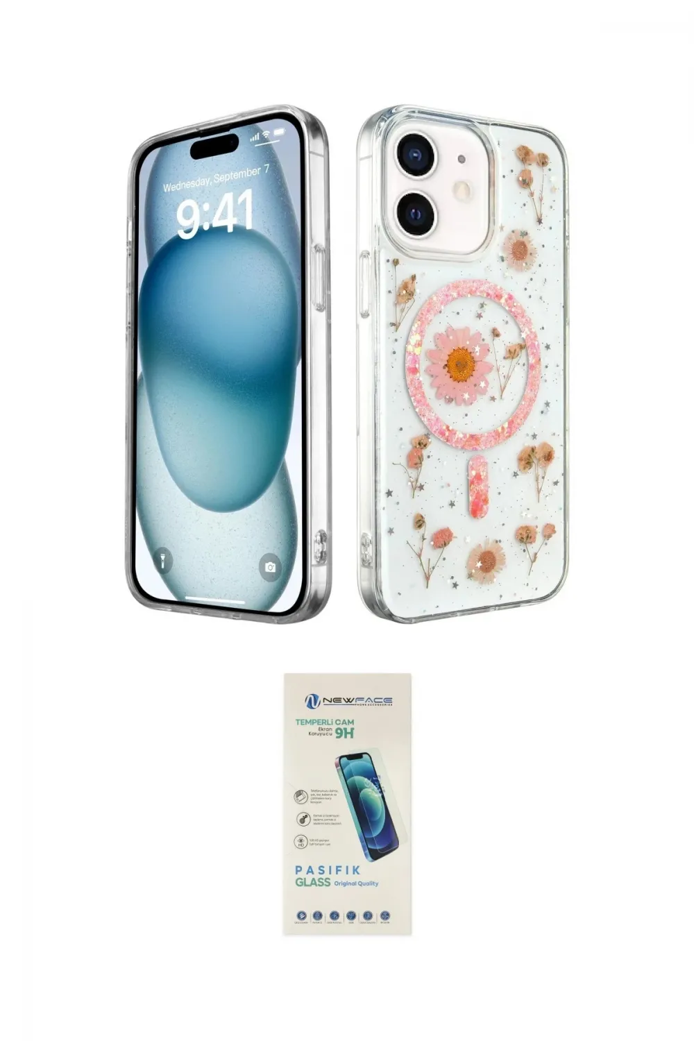 ieg™ iPhone 12 Kılıf Kozmos Doku - Şeffaf Pasifik Cam Ekran Koruyucu