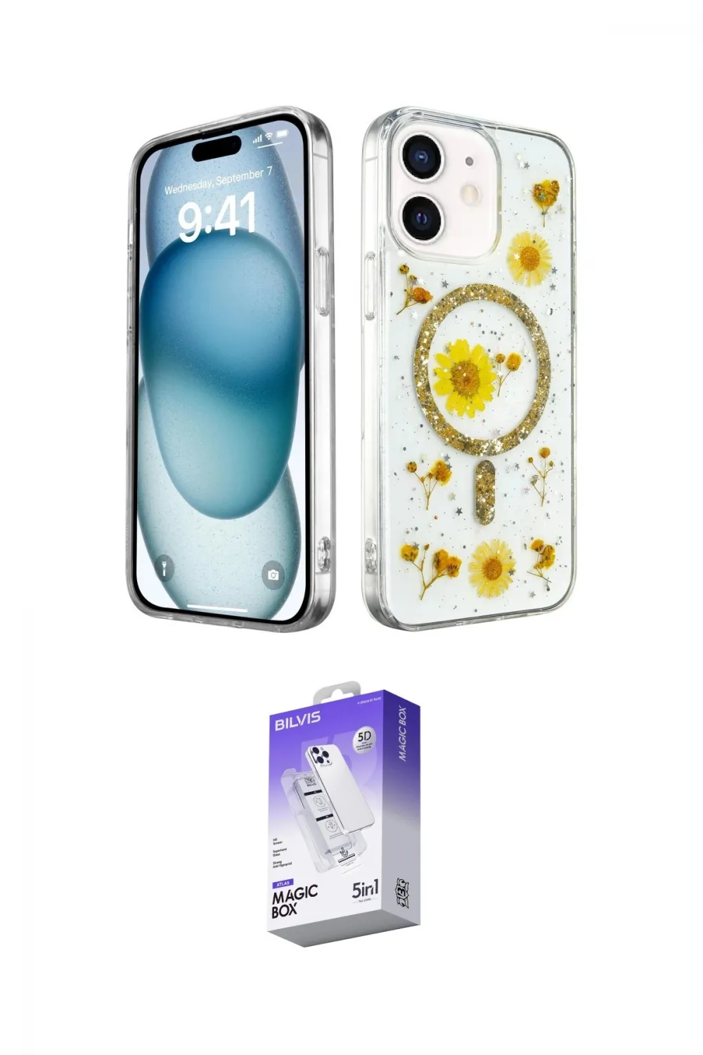 ieg™ iPhone 12 Kılıf Kozmos Doku - Siyah Bilvis 5in1 3D Magic Cam Ekran Koruyucu