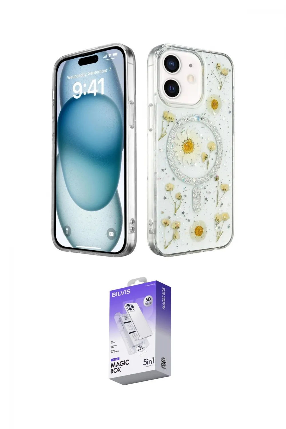 ieg™ iPhone 12 Kılıf Kozmos Doku - Siyah Bilvis 5in1 3D Magic Cam Ekran Koruyucu