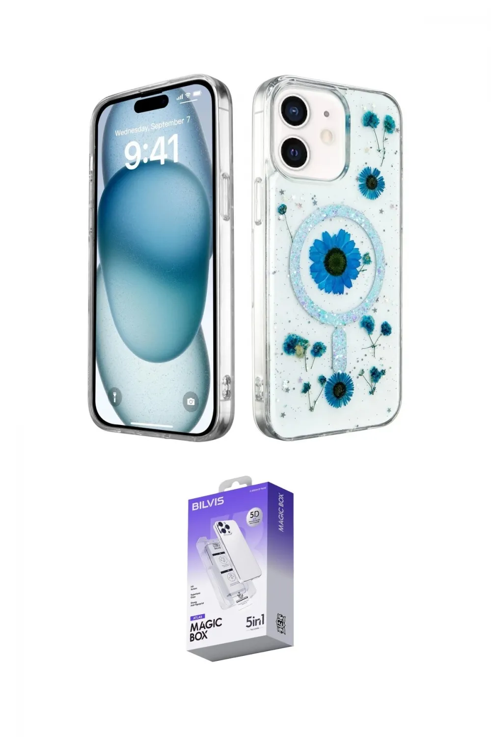 ieg™ iPhone 12 Kılıf Kozmos Doku - Siyah Bilvis 5in1 3D Magic Cam Ekran Koruyucu