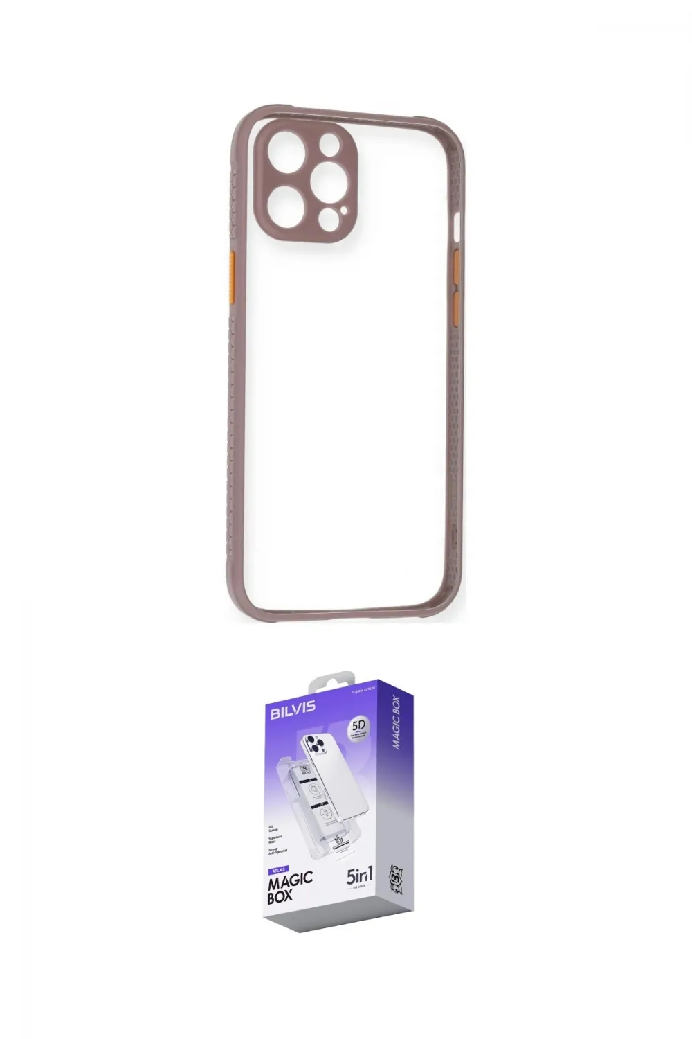 ieg™ iPhone 12 Kılıf Nova Asil Özel Seri - Siyah Bilvis 5in1 3D Magic Cam Ekran Koruyucu
