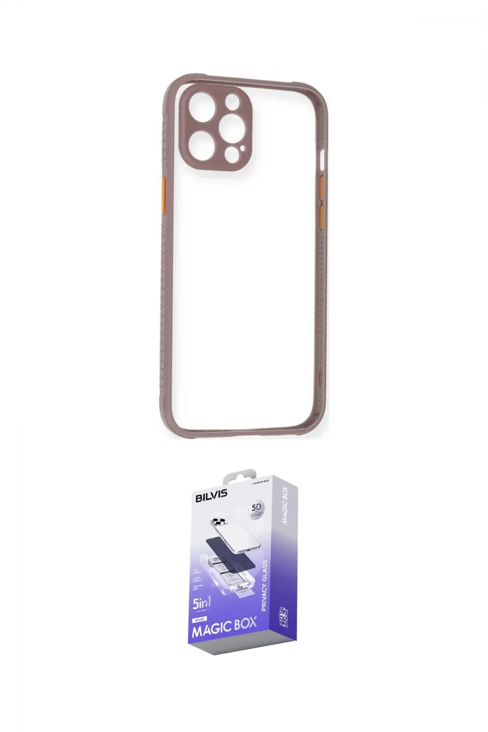 ieg™ iPhone 12 Kılıf Nova Asil Özel Seri - Siyah Bilvis 5in1 5D Magic Hayalet Cam Ekran Koruyucu