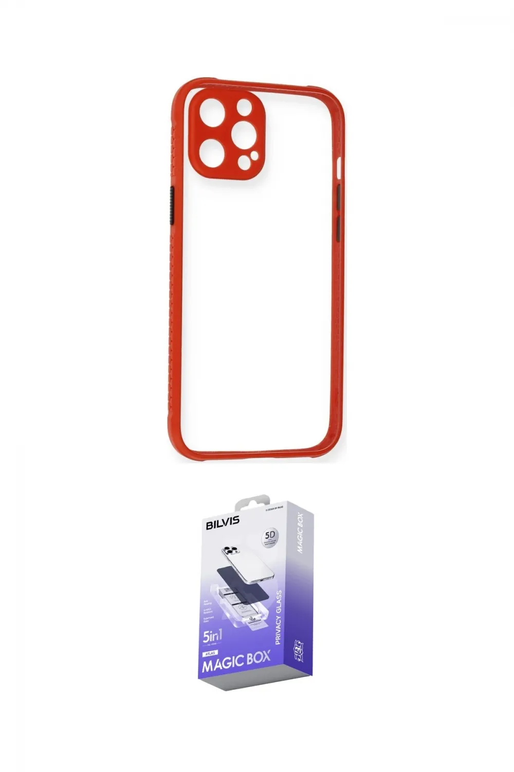 ieg™ iPhone 12 Kılıf Nova Asil Özel Seri - Siyah Bilvis 5in1 5D Magic Hayalet Cam Ekran Koruyucu