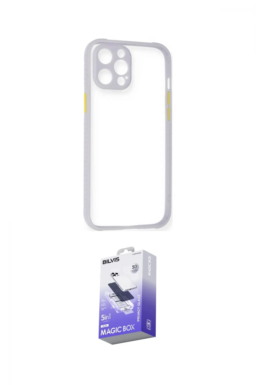 ieg™ iPhone 12 Kılıf Nova Asil Özel Seri - Siyah Bilvis 5in1 5D Magic Hayalet Cam Ekran Koruyucu