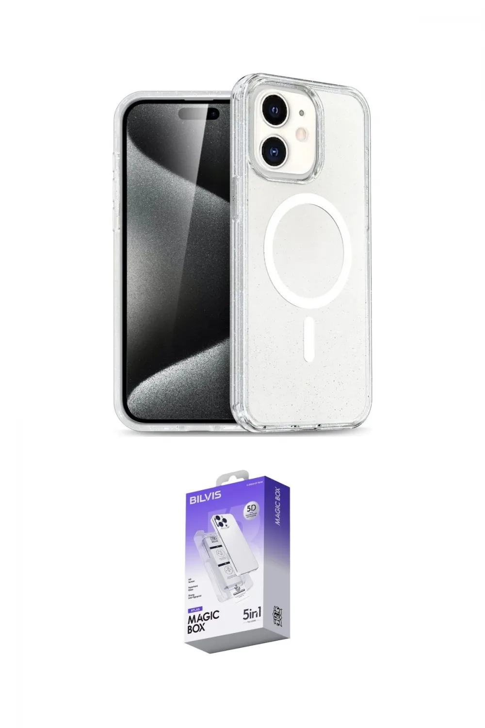 ieg™ iPhone 12 Kılıf Nova Asil Prime - Siyah Bilvis 5in1 3D Magic Cam Ekran Koruyucu