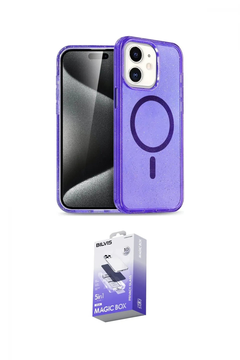 ieg™ iPhone 12 Kılıf Nova Asil Prime - Siyah Bilvis 5in1 5D Magic Hayalet Cam Ekran Koruyucu