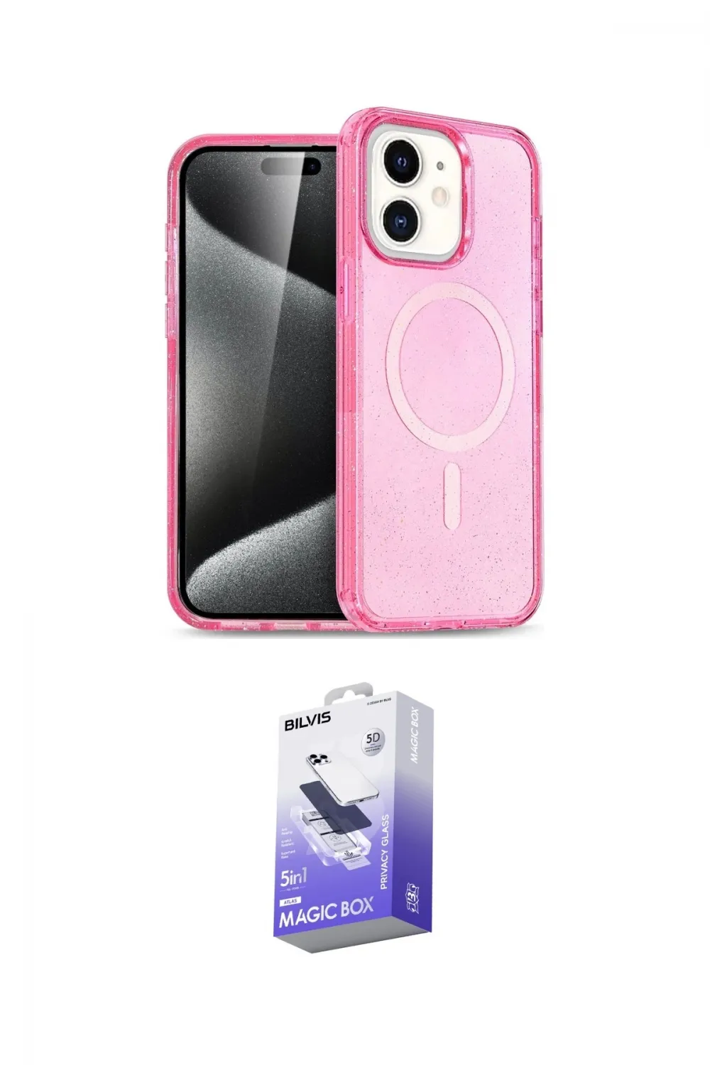 ieg™ iPhone 12 Kılıf Nova Asil Prime - Siyah Bilvis 5in1 5D Magic Hayalet Cam Ekran Koruyucu