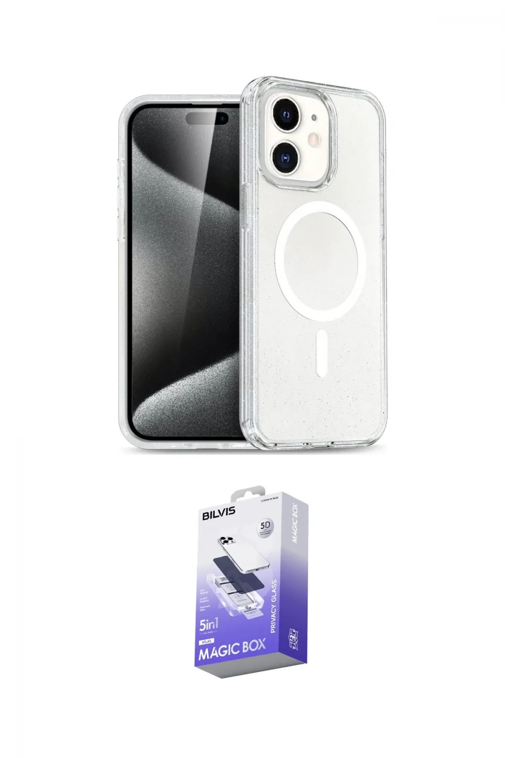 ieg™ iPhone 12 Kılıf Nova Asil Prime - Siyah Bilvis 5in1 5D Magic Hayalet Cam Ekran Koruyucu