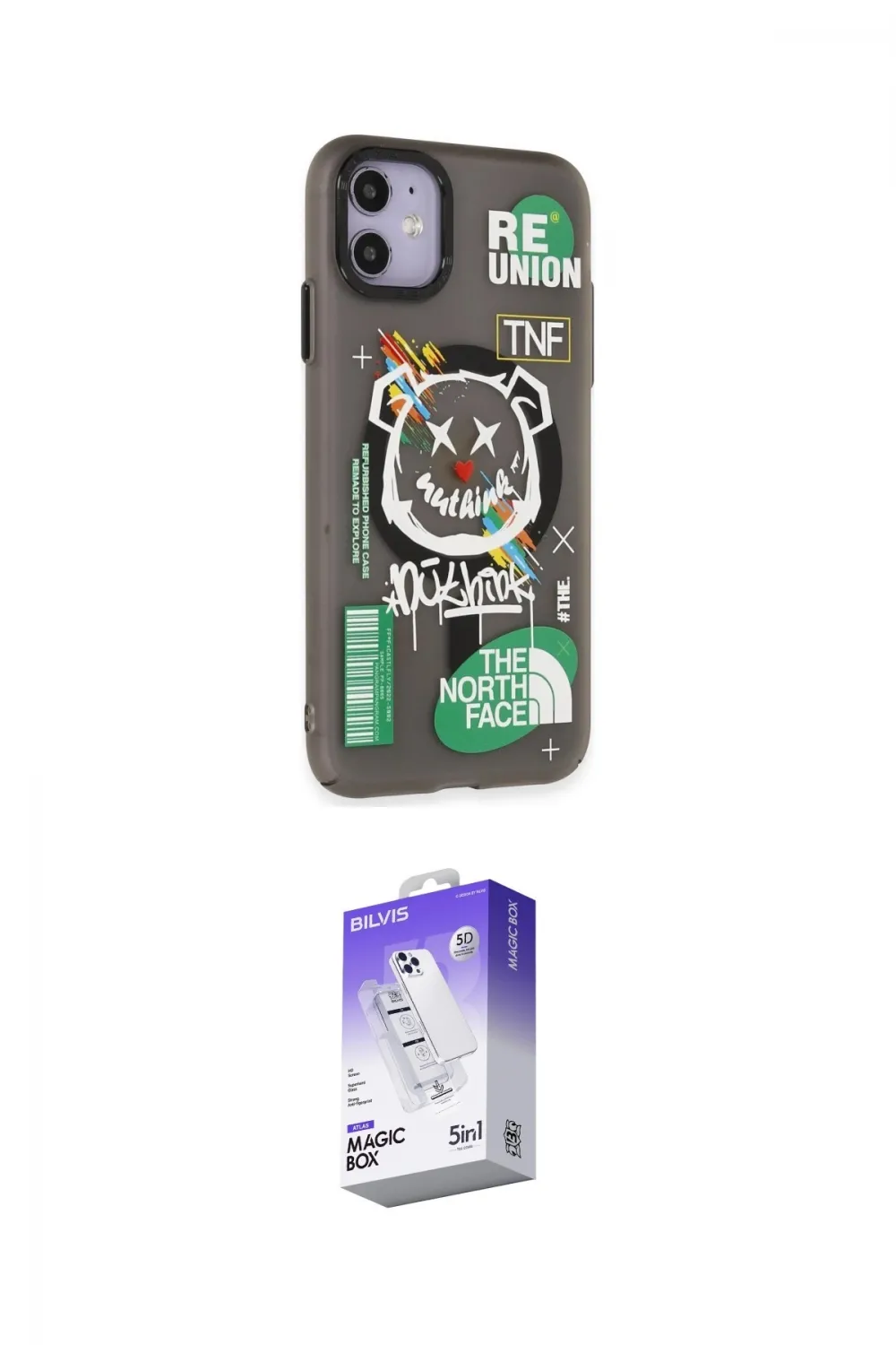 ieg™ iPhone 12 Kılıf Nova Doku Koleksiyonu - Siyah Bilvis 5in1 3D Magic Cam Ekran Koruyucu