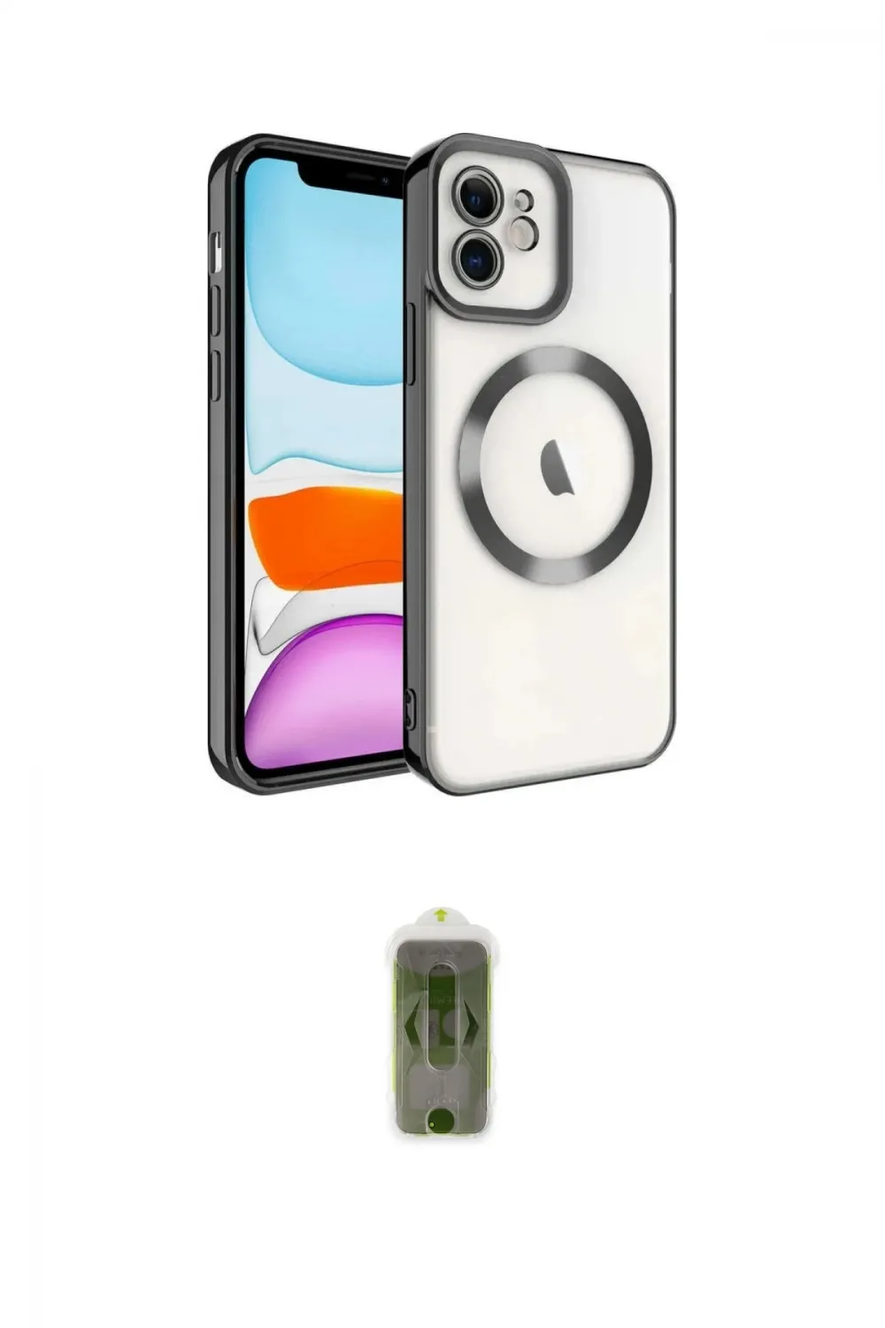ieg™ iPhone 12 Kılıf Nova Işık Özel Seri - Siyah Joko Magic 5D Hayalet Cam