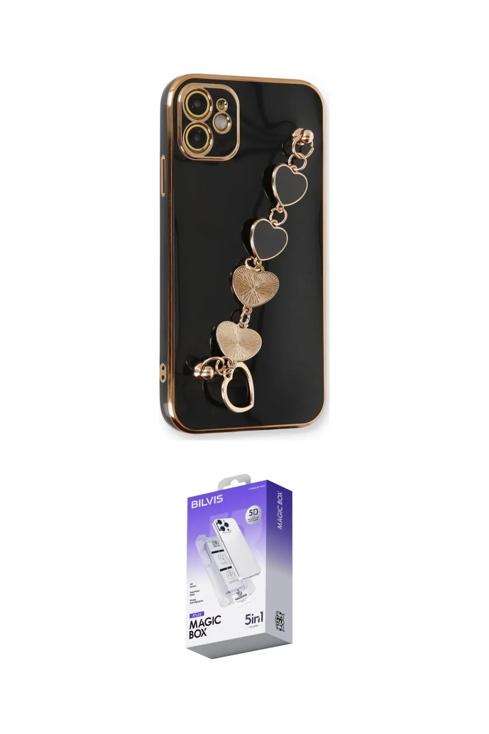 ieg™ iPhone 12 Kılıf Nova Işık Prime - Siyah Bilvis 5in1 3D Magic Cam Ekran Koruyucu