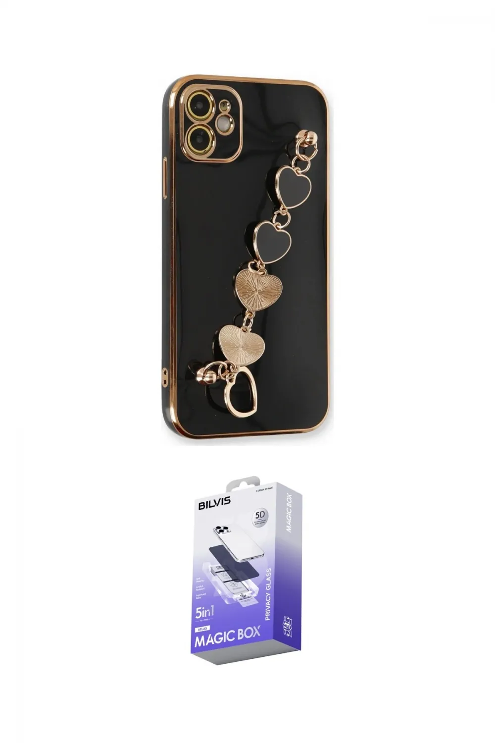 ieg™ iPhone 12 Kılıf Nova Işık Prime - Siyah Bilvis 5in1 5D Magic Hayalet Cam Ekran Koruyucu