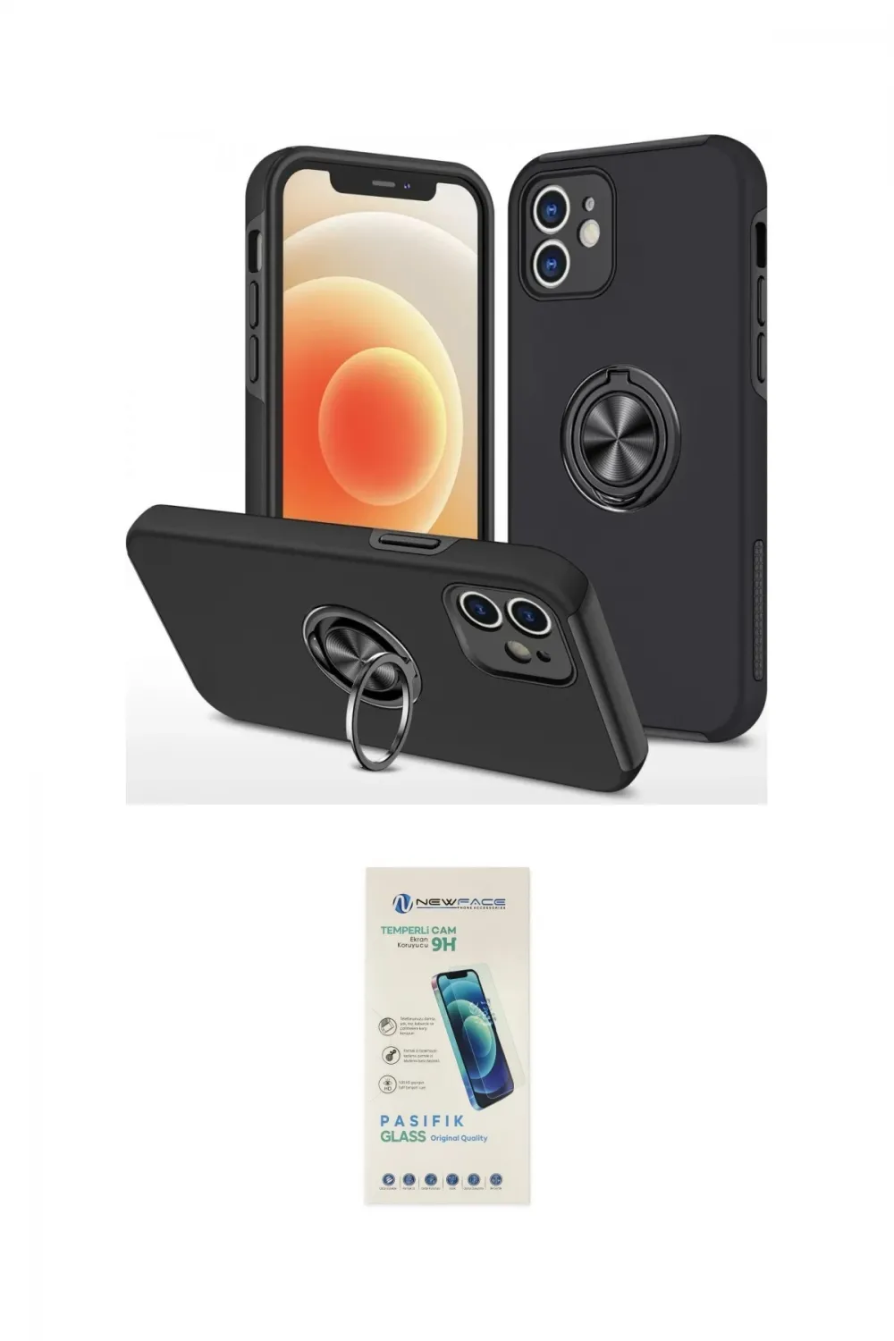 ieg™ iPhone 12 Kılıf Odak Form Prime - Şeffaf Pasifik Cam Ekran Koruyucu