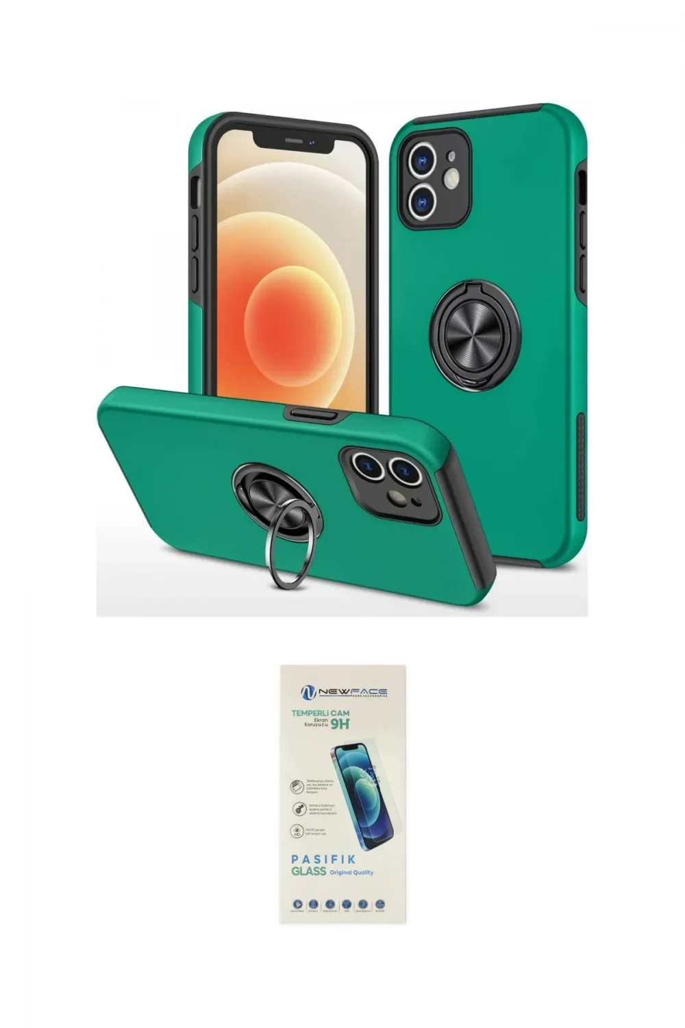 ieg™ iPhone 12 Kılıf Odak Form Prime - Şeffaf Pasifik Cam Ekran Koruyucu