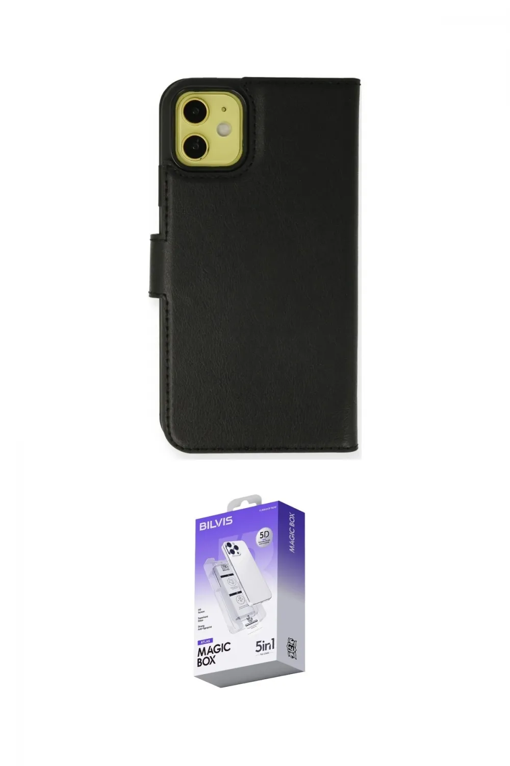 ieg™ iPhone 12 Kılıf Siluet Işık Serisi - Siyah Bilvis 5in1 3D Magic Cam Ekran Koruyucu
