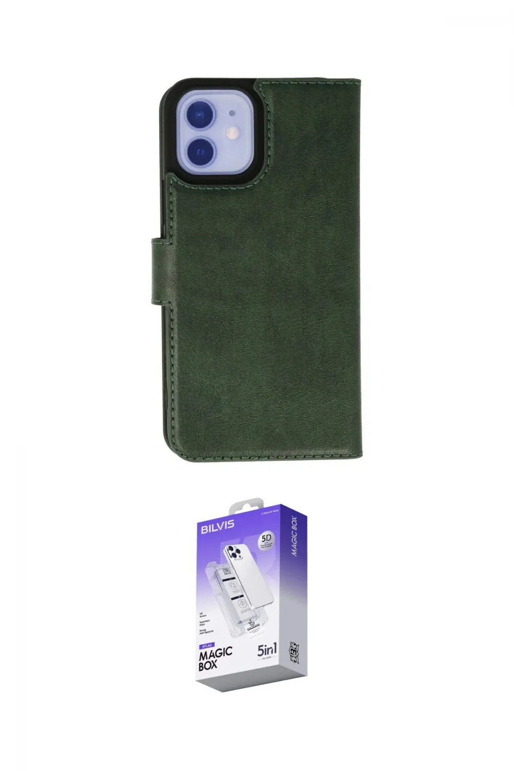 ieg™ iPhone 12 Kılıf Siluet Işık Serisi - Siyah Bilvis 5in1 3D Magic Cam Ekran Koruyucu