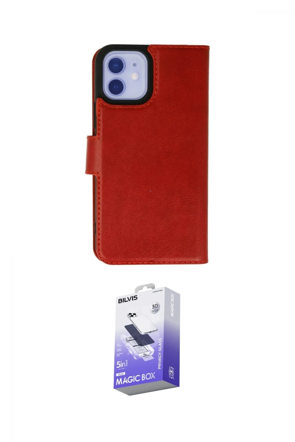 ieg™ iPhone 12 Kılıf Siluet Işık Serisi - Siyah Bilvis 5in1 5D Magic Hayalet Cam Ekran Koruyucu