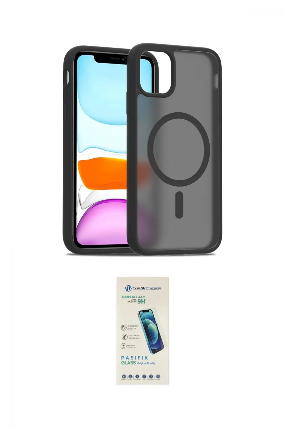 ieg™ iPhone 12 Kılıf Siluet Minimal Prime - Şeffaf Pasifik Cam Ekran Koruyucu