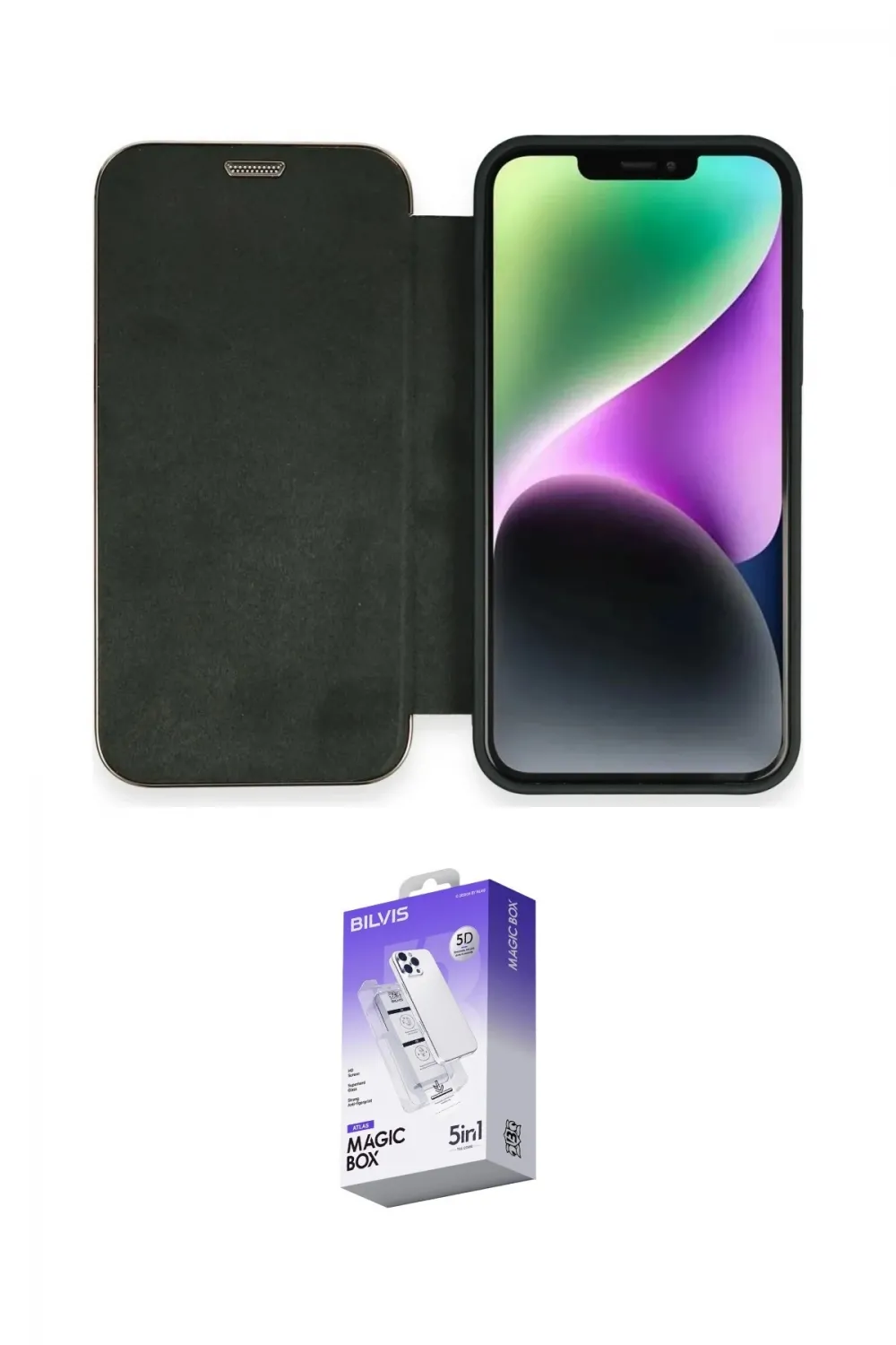 ieg™ iPhone 12 Kılıf Siluet Minimal Serisi - Siyah Bilvis 5in1 3D Magic Cam Ekran Koruyucu