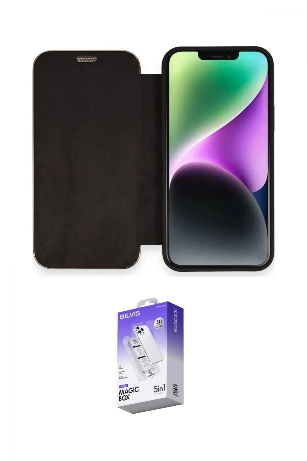 ieg™ iPhone 12 Kılıf Siluet Minimal Serisi - Siyah Bilvis 5in1 3D Magic Cam Ekran Koruyucu