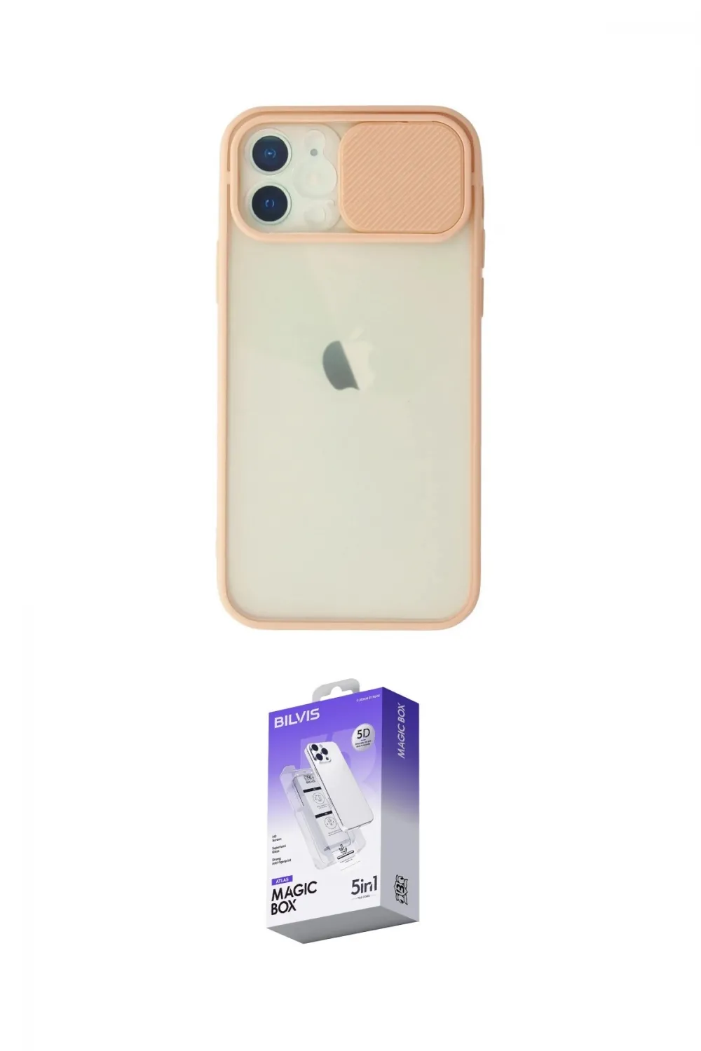 ieg™ iPhone 12 Kılıf Vadi Çizgi - Siyah Bilvis 5in1 3D Magic Cam Ekran Koruyucu