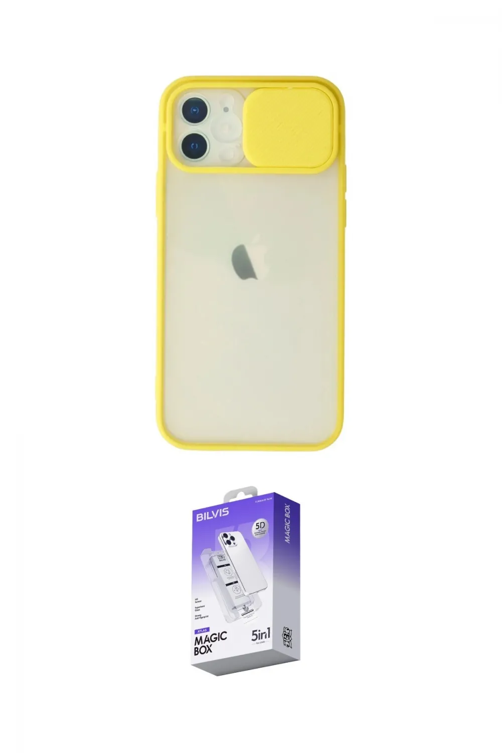 ieg™ iPhone 12 Kılıf Vadi Çizgi - Siyah Bilvis 5in1 3D Magic Cam Ekran Koruyucu