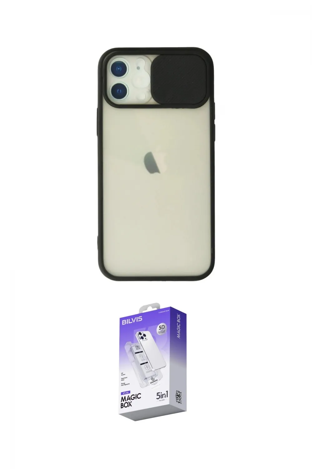 ieg™ iPhone 12 Kılıf Vadi Çizgi - Siyah Bilvis 5in1 3D Magic Cam Ekran Koruyucu