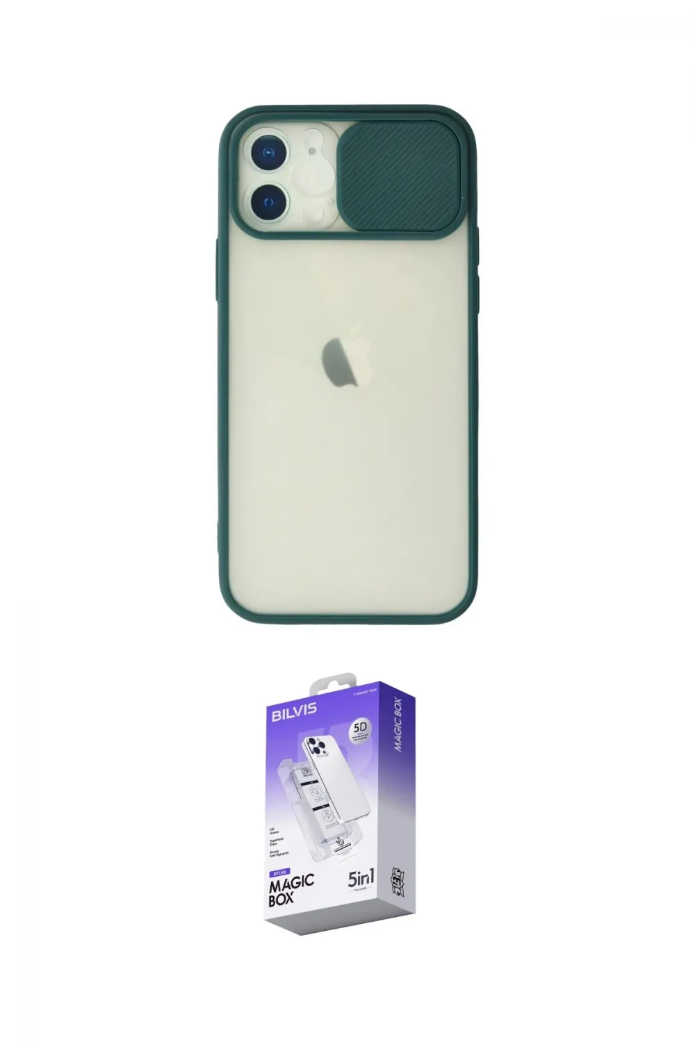 ieg™ iPhone 12 Kılıf Vadi Çizgi - Siyah Bilvis 5in1 3D Magic Cam Ekran Koruyucu