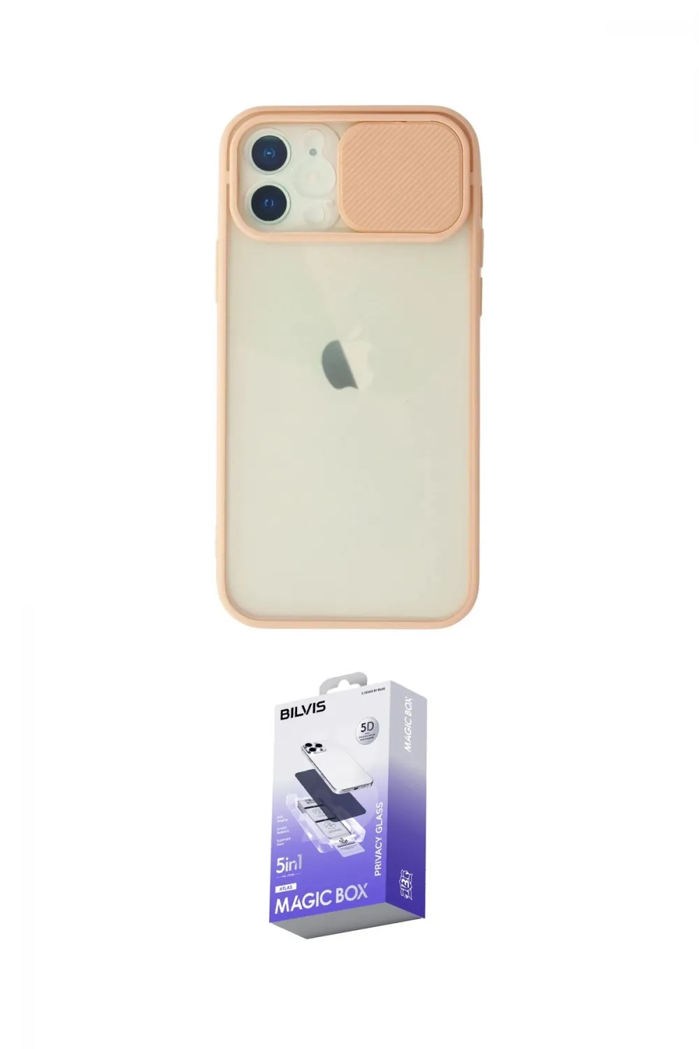 ieg™ iPhone 12 Kılıf Vadi Çizgi - Siyah Bilvis 5in1 5D Magic Hayalet Cam Ekran Koruyucu